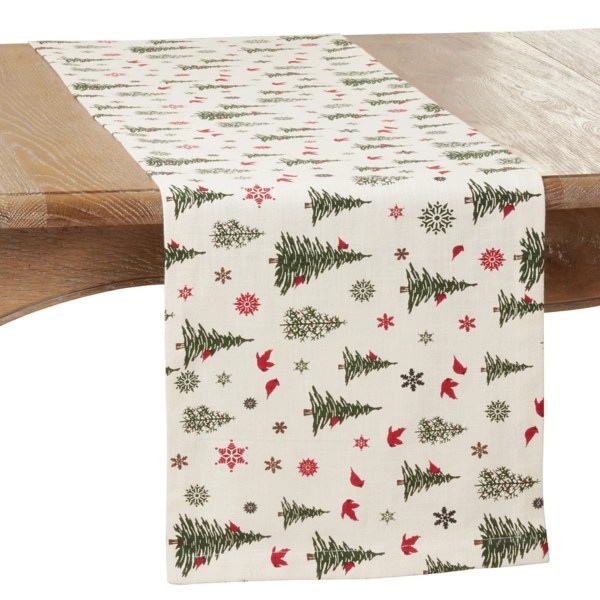 Green Christmas Trees and Snowflakes Table Runner Kirklands Home
