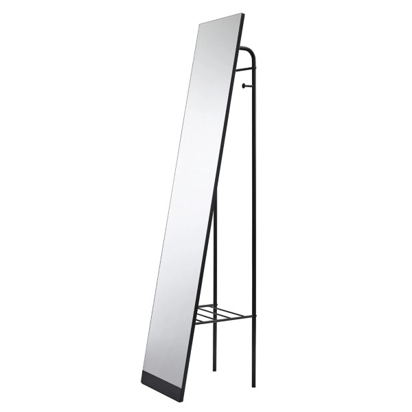 Black Metal Shelf and Hook Floor Mirror Kirklands Home