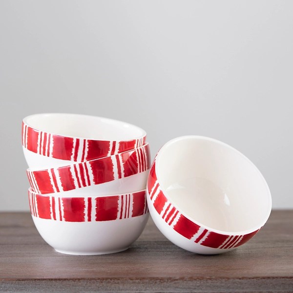 Peppermint Striped Cereal Bowls, Set of 4 Kirklands Home