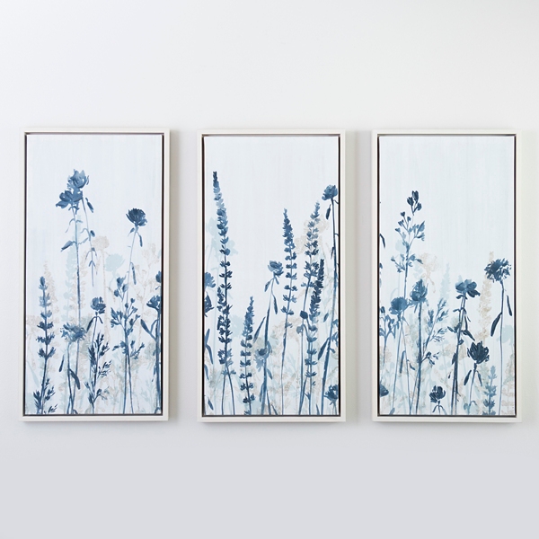Blue Floral Framed Canvas Art Prints, Set of 3 Kirklands Home