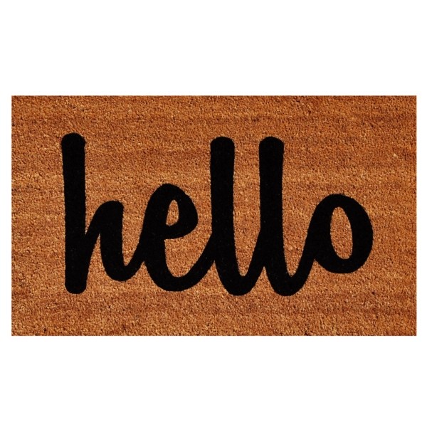 Natural and Black Coir Hello Doormat, 36x24 in. Kirklands Home
