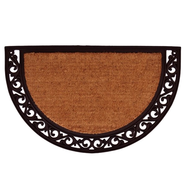 Ornate Scroll Coir and Rubber Half Circle Doormat Kirklands Home