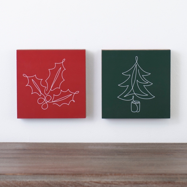 One Line Christmas Wall Plaques, Set of 2 Kirklands Home