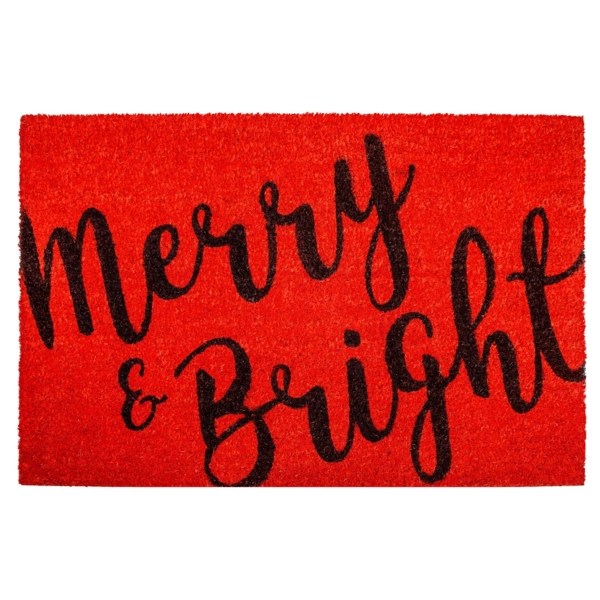 Red Black Merry and Bright Coir Doormat, 29 in. Kirklands Home