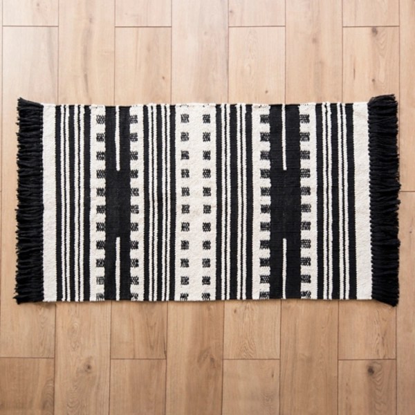 Emee Black and White Western Stripe Scatter Rug Kirklands Home