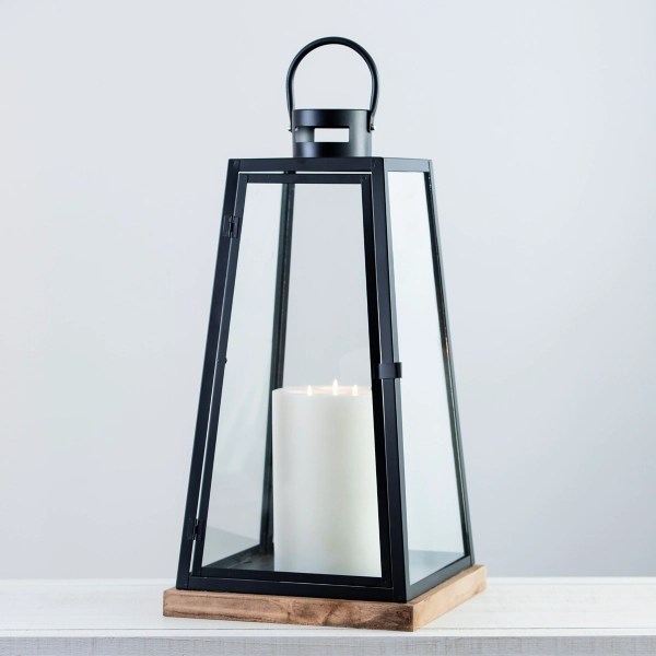 Black Wide Base Midlands Lantern, 23 in. Kirklands Home