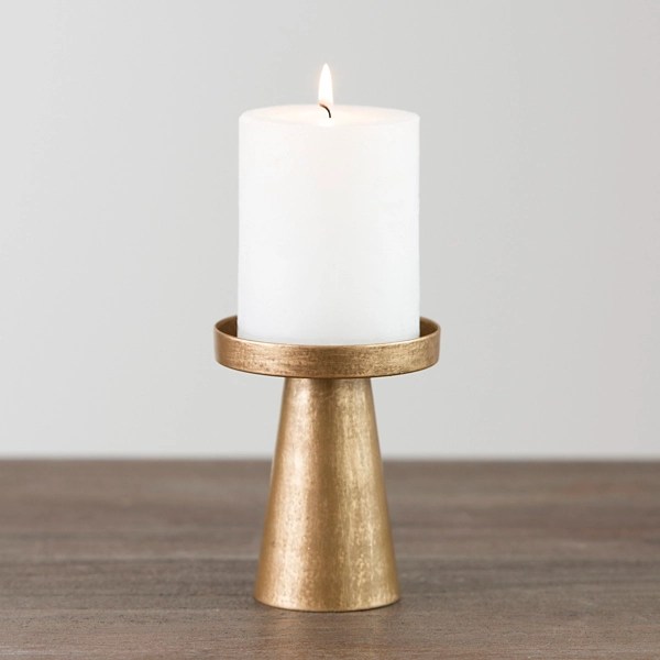 Modern Brushed Gold Pillar Candle Holder, 5 in. Kirklands Home