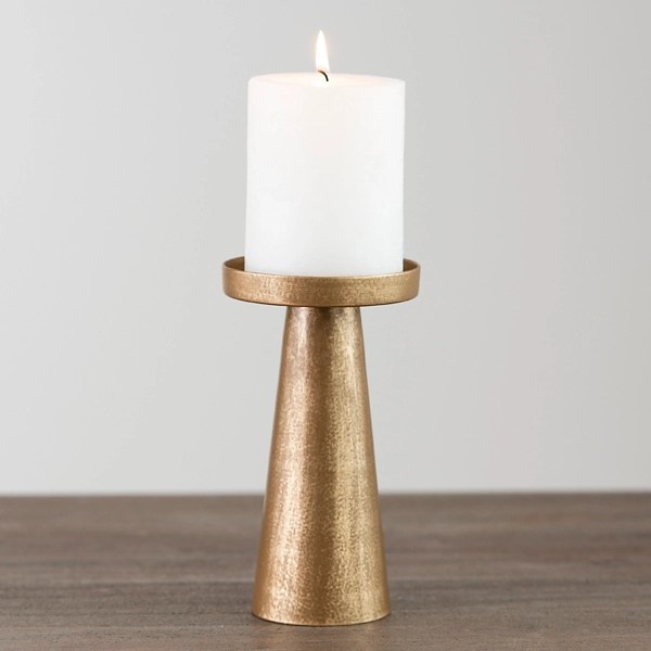 Modern Brushed Gold Pillar Candle Holder, 7 in. Kirklands Home