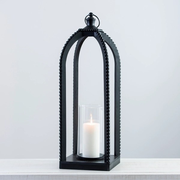 Black Fieldstone Beaded Lantern, 27 in. Kirklands Home
