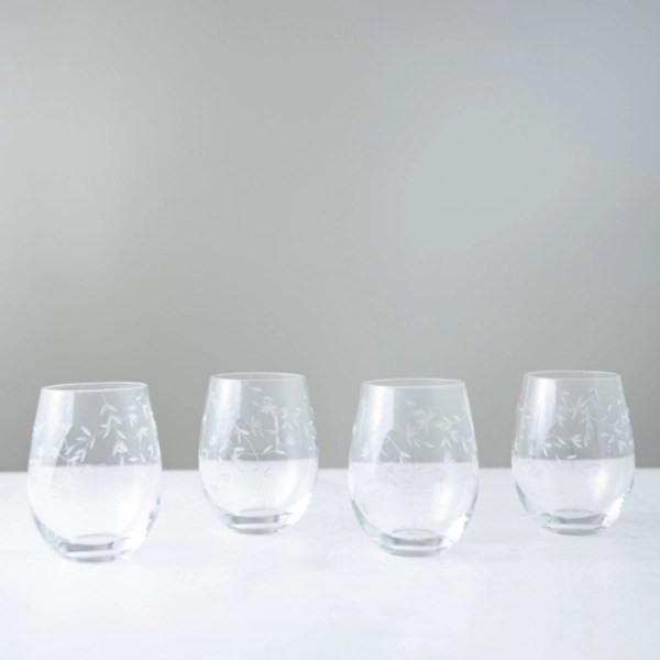 Etched Vines Stemless Wine Glasses, Set of 4 Kirklands Home