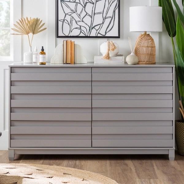 Gray Eco Pine Wood Channeled Drawer Dresser Kirklands Home
