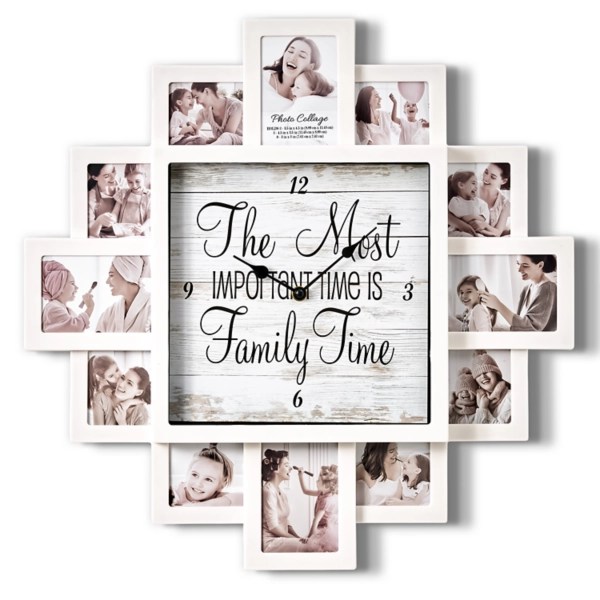 White 12 Photo Frame Collage Family Time Clock Kirklands Home