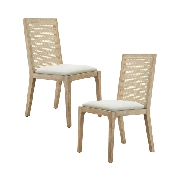 Cane Back Upholstered Wood Dining Chairs, Set of 2 Kirklands Home