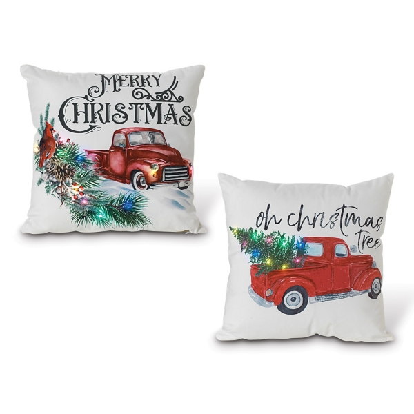 Red Truck LED Christmas Tree Pillow, Set of 2 Kirklands Home