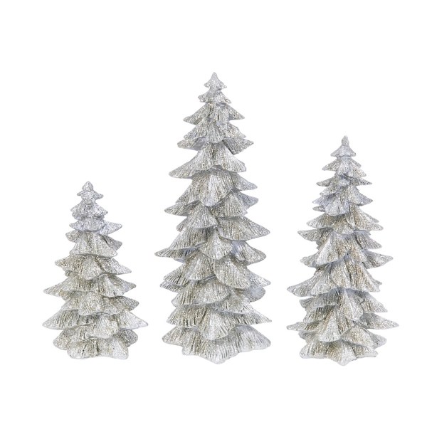 Glittery Silver Evergreen Tabletop Trees, Set of 3 Kirklands Home