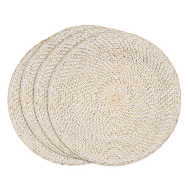 White Woven Round Rattan Placemats, Set of 4 Kirklands Home