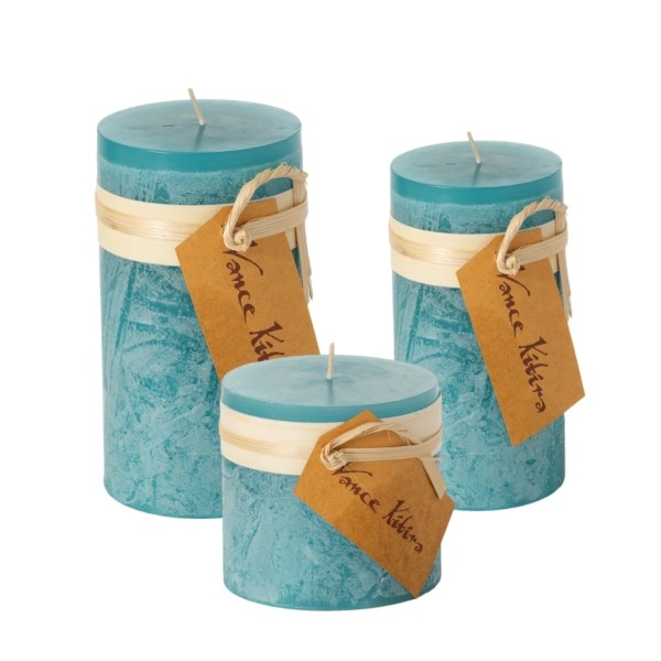 Aqua Blue Unscented Pillar Candles, Set of 3 Kirklands Home