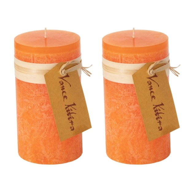 Orange Unscented Pillar Candles, Set of 2 Kirklands Home