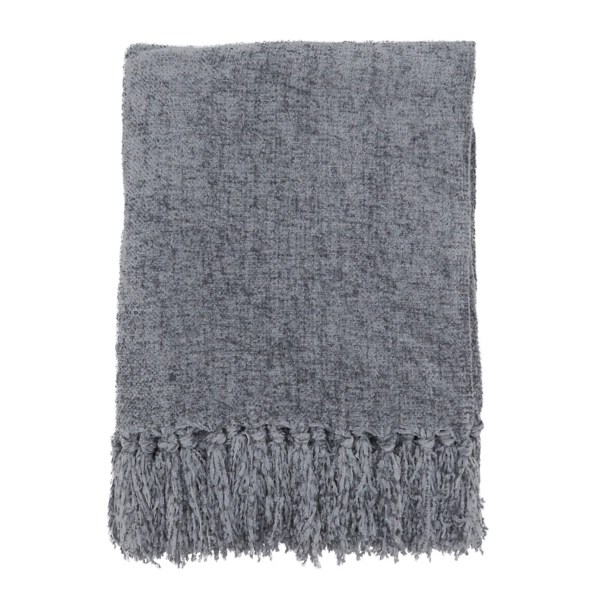 Gray Chenille Throw with Fringe Kirklands Home