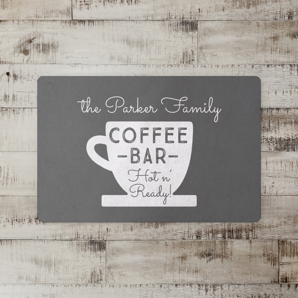 Personalized Gray Coffee Bar Kitchen Mat Kirklands Home