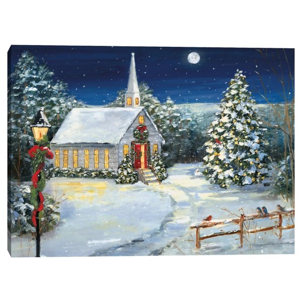 Church Christmas Night Canvas Art Print Kirklands Home
