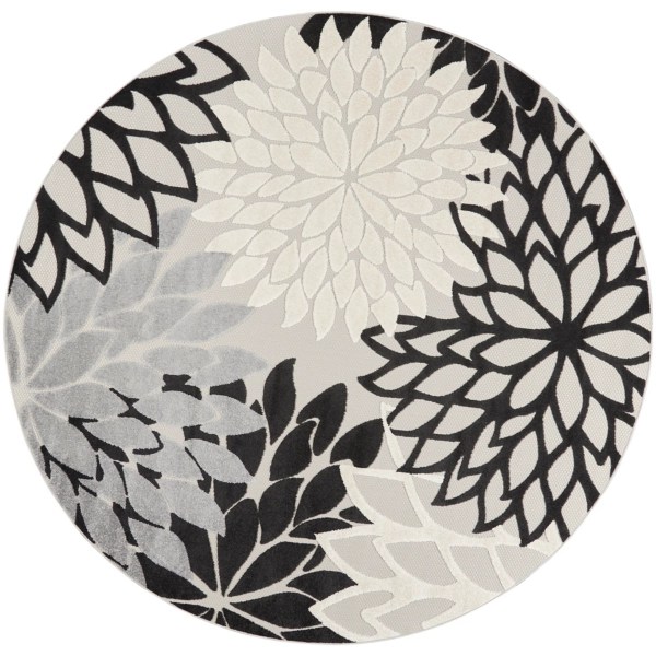 Gray Floral Burst Round Outdoor Area Rug Kirklands Home