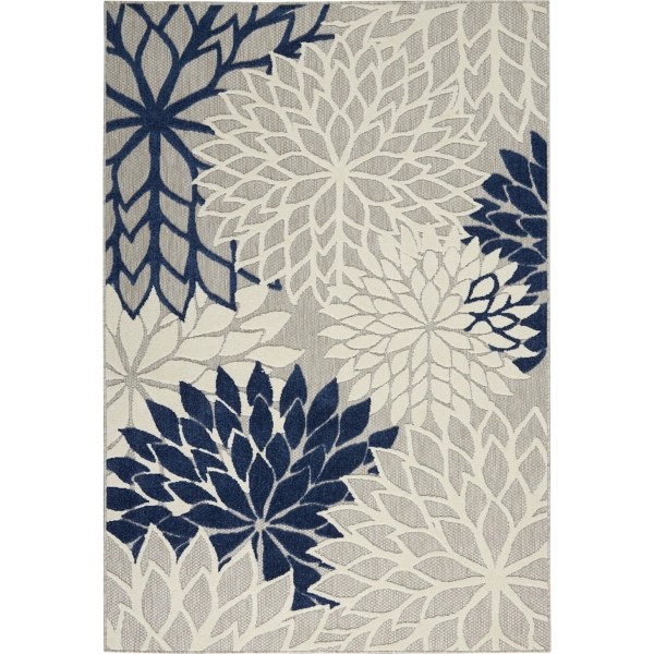 Navy Floral Burst Outdoor Area Rug, 5x7 Kirklands Home