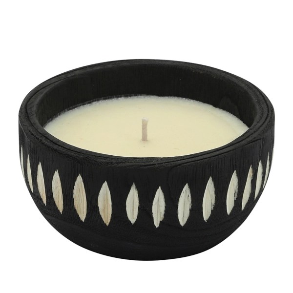 Black Carved Wooden Bowl Vanilla Candle Kirklands Home