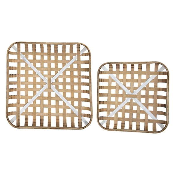 White Stripe Woven 2pc. Tobacco Basket Set Kirklands Home