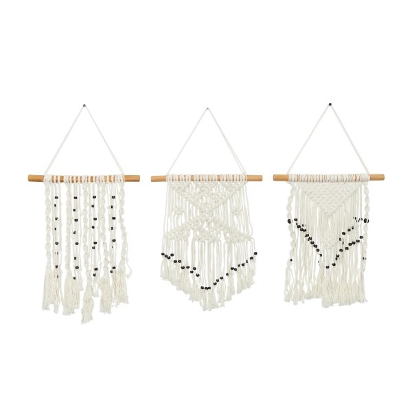 White Tasseled Macrame Wall Hangings, Set of 3 Kirklands Home