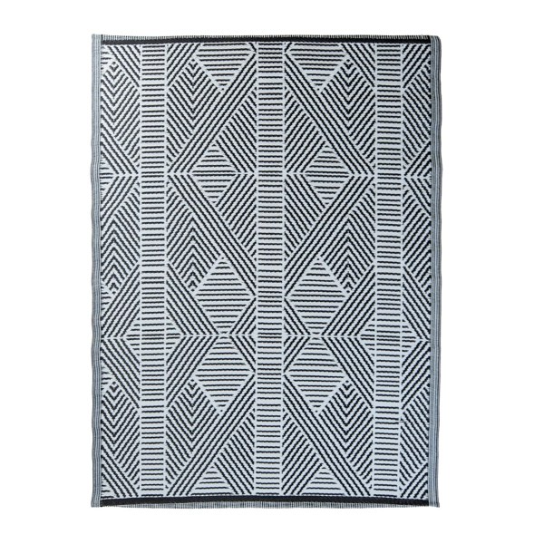 Black and White Geometric Print Outdoor Rug, 5x7 Kirklands Home