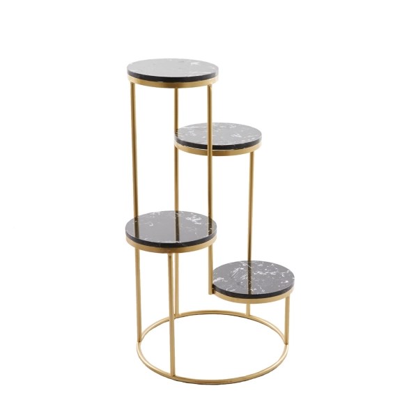 Round Gold and Black Marble 4Tier Plant Stand Kirklands Home