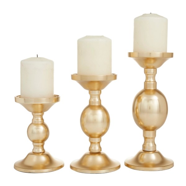 Matte Gold Metal 3pc. Pillar Candle Holder Set Kirklands Home