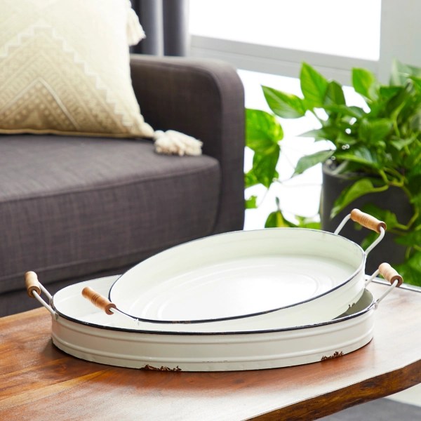 Daisy White Farmhouse 2pc. Decorative Tray Set Kirklands Home