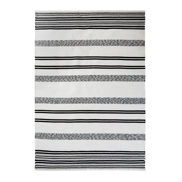Black and White Woven Stripe Outdoor Area Rug, 5x7 Kirklands Home