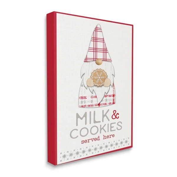 Milk and Cookies Plaid Gnome Canvas Art Print Kirklands Home