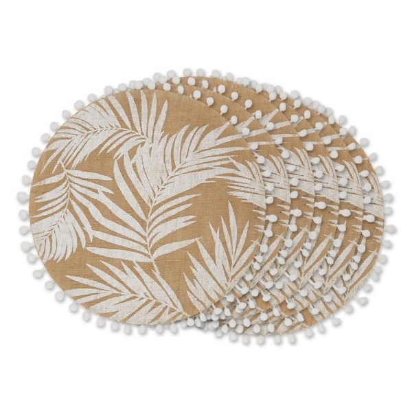 White and Natural Fern Round Placemats, Set of 6 Kirklands Home