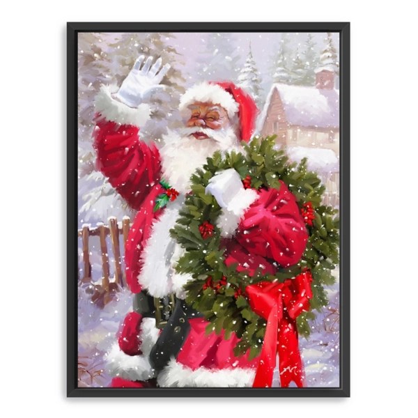Waving Santa Wreath Framed Canvas Art Print Kirklands Home