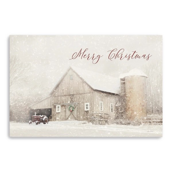 White Christmas Barn Canvas Wall Art Kirklands Home