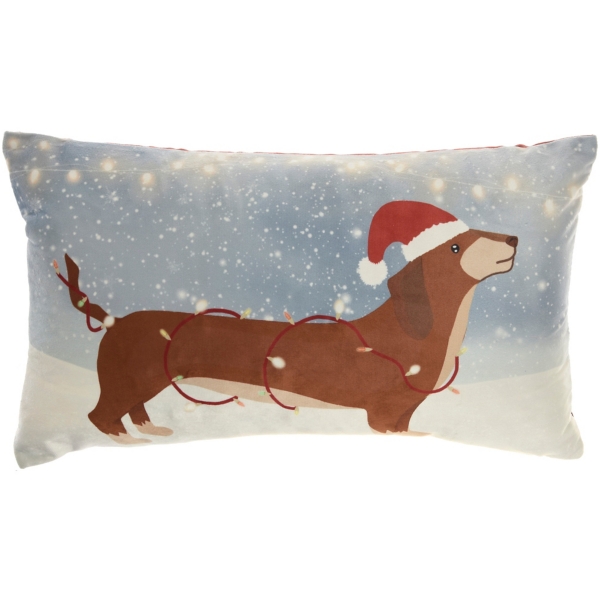 Dachshund Santa Hat Christmas Accent LED Pillow Kirklands Home