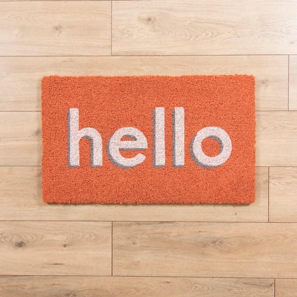 Orange Hello Coir Doormat Kirklands Home