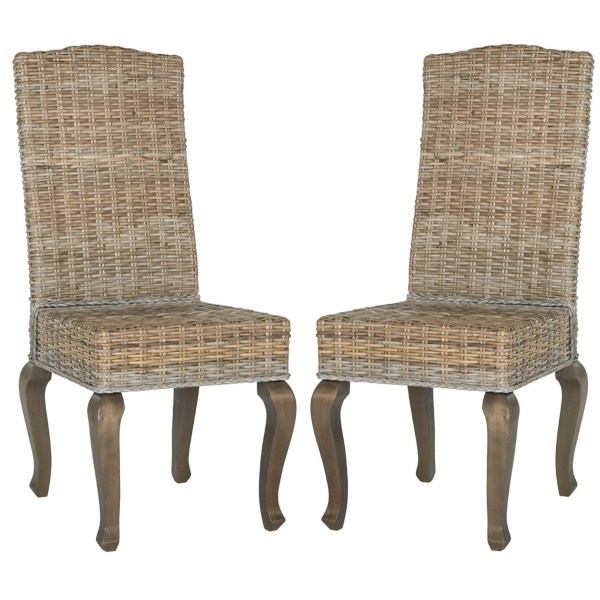 Gray Aged Rattan Wicker 2pc. Dining Chair Set Kirklands Home