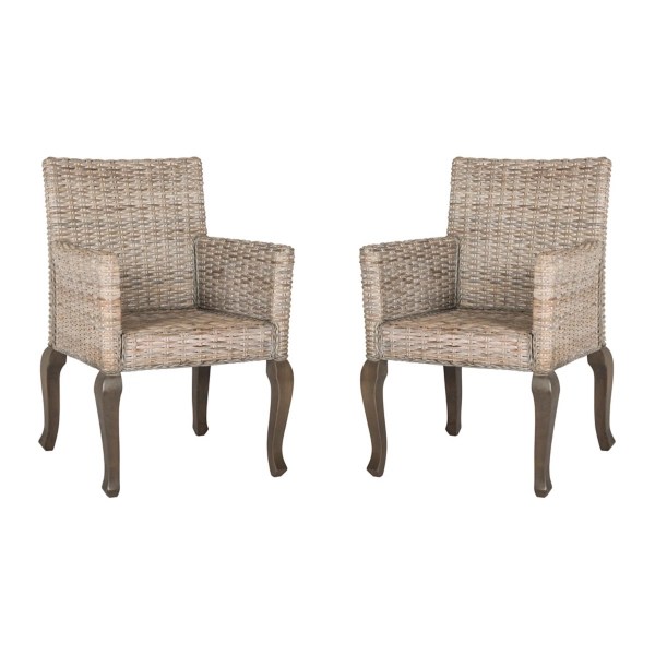 White Rattan Curved Legs Dining Chairs, Set of 2 Kirklands Home