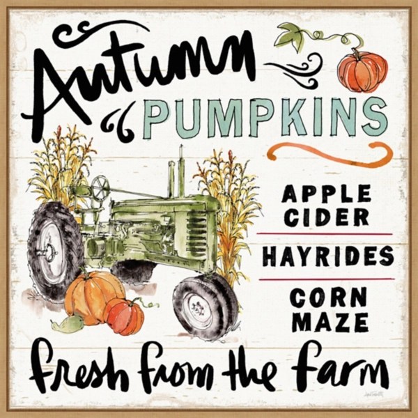 Autumn Pumpkin Tractor Framed Wall Art Kirklands Home