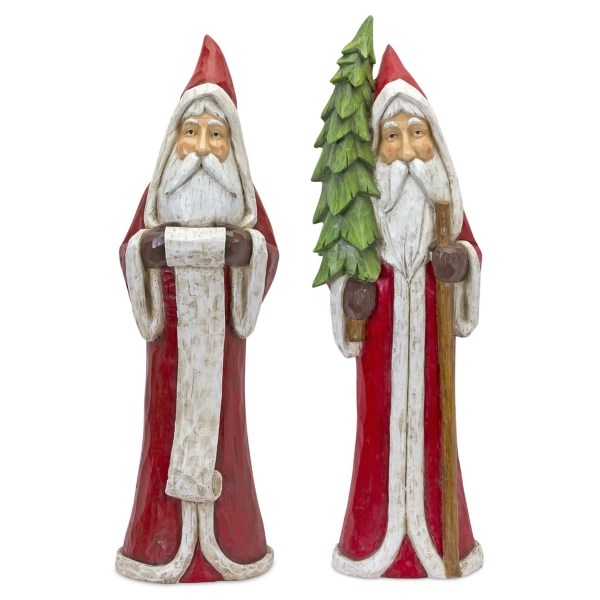 Red Robe Resin Santa Statues, Set of 2 Kirklands Home