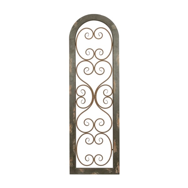Brown Wood Frame and Metal Scroll Arch Wall Plaque Kirklands Home