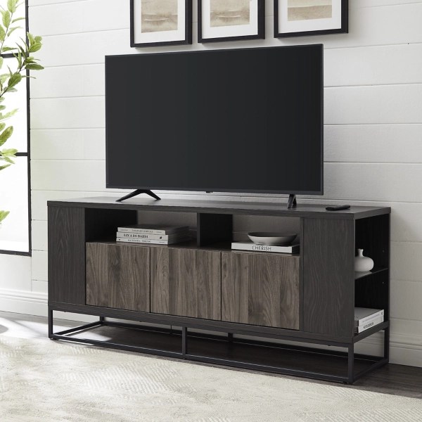Graphite Wood Open Shelf TV Stand Kirklands Home