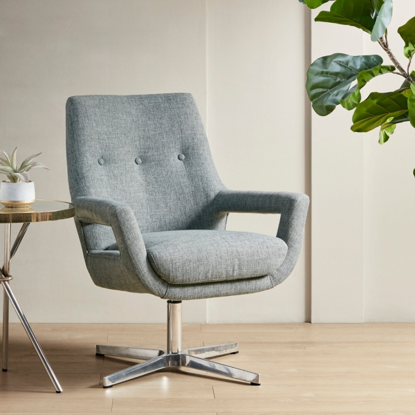 Gunmetal Gray Upholstered Swivel Office Chair Kirklands Home