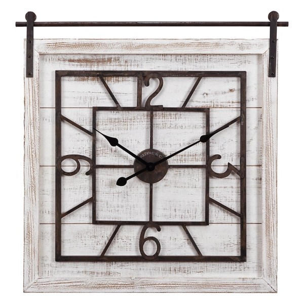 Whitewashed Sliding Barn Door Wall Clock Kirklands Home