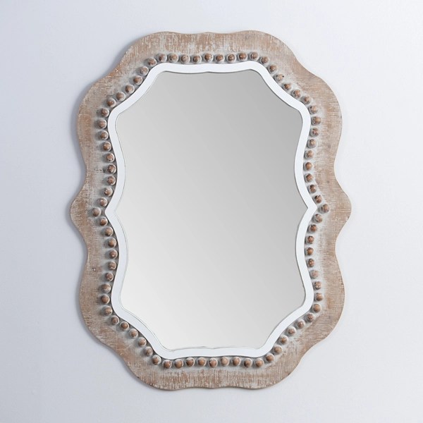 Cream Wood Beaded Wavy Frame Mirror Kirklands Home